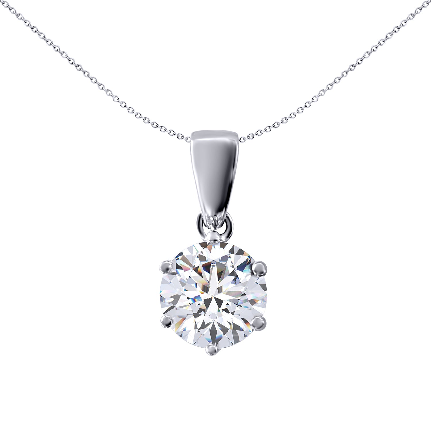 925 Silver  7.5mm 1½ Carat CZ Solitaire Pendant - APD065