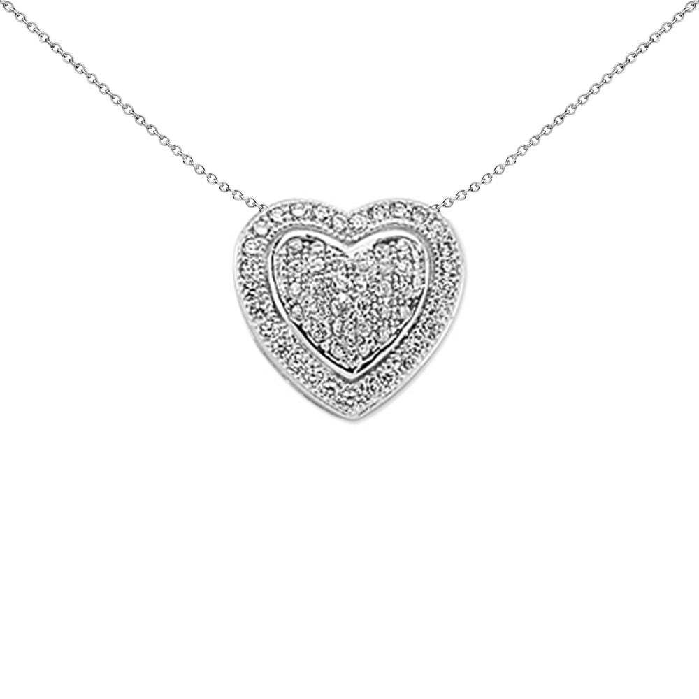 Silver  CZ Love Heart Domed Pillow Love Heart Pendant - APD158