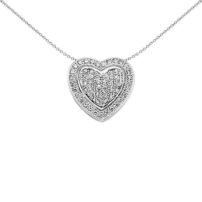 Silver  CZ Love Heart Domed Pillow Love Heart Pendant - APD158