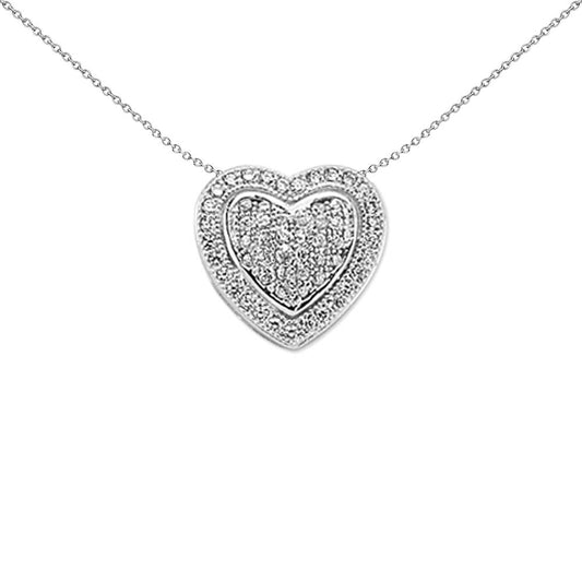 Silver  CZ Love Heart Domed Pillow Love Heart Pendant - APD158