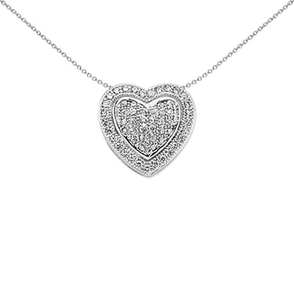 Silver  CZ Love Heart Domed Pillow Love Heart Pendant - APD158