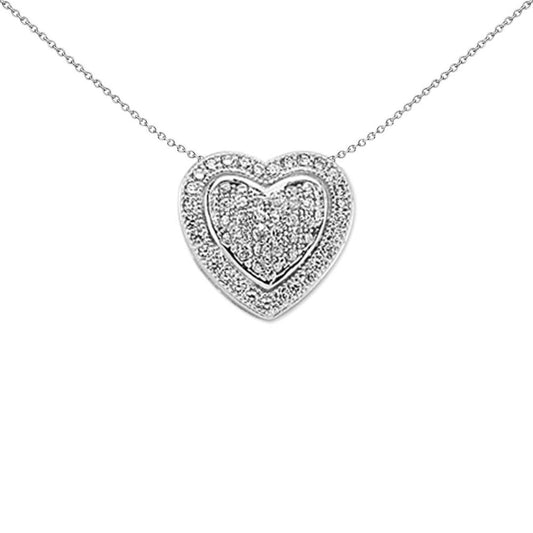 Silver  CZ Love Heart Domed Pillow Love Heart Pendant - APD158