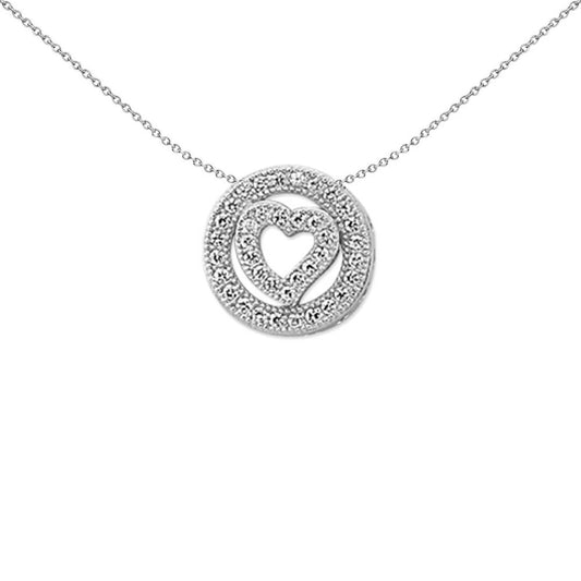 Sterling Silver  CZ Halo Love Heart Love Heart Pendant - APD159