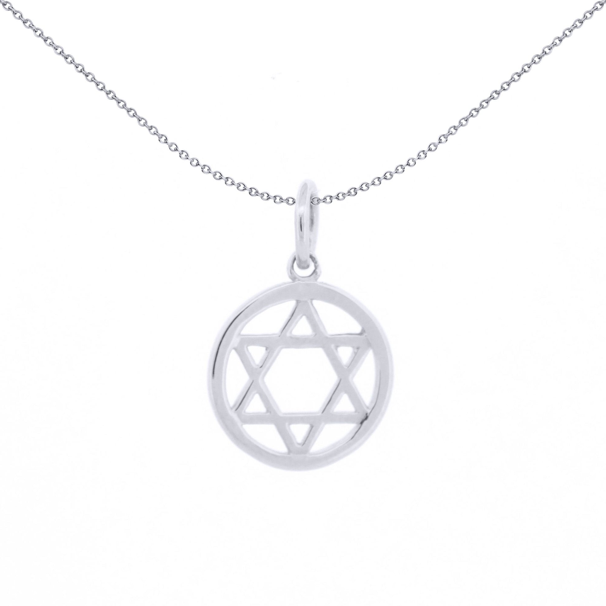 Unisex Silver  Magen David Star Halo Ring Charm Pendant - APD168