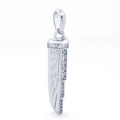 Men's Silver  Round CZ Empire Amulet Sword Sheath Charm Pendant - APD193