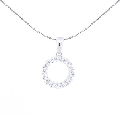 Silver  Round CZ Circle of Life Eternity Hoop Charm Pendant - APD203