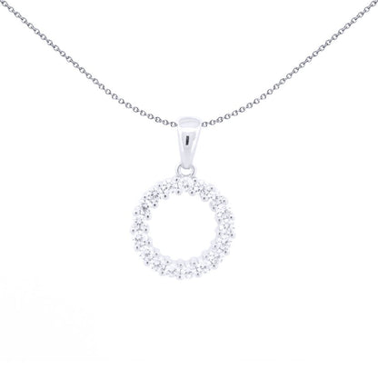 Silver  Round CZ Circle of Life Eternity Hoop Charm Pendant - APD203