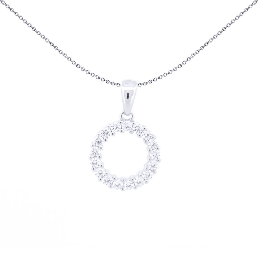 Silver  Round CZ Circle of Life Eternity Hoop Charm Pendant - APD203