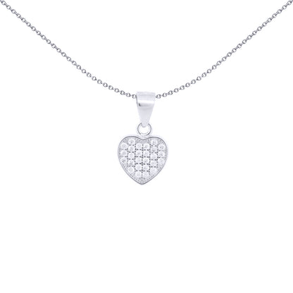 Silver  Round CZ Encrusted Love Heart Charm Pendant - APD212