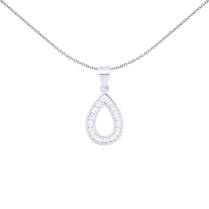 Silver  Round CZ Channel Set Avocado Charm Pendant - APD217