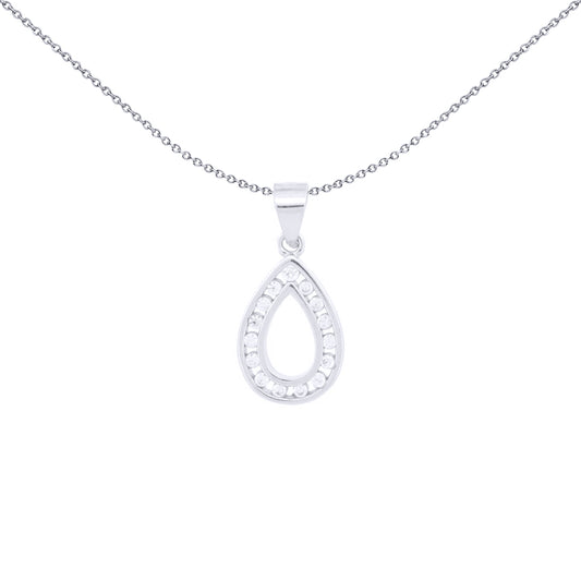 Silver  Round CZ Channel Set Avocado Charm Pendant - APD217