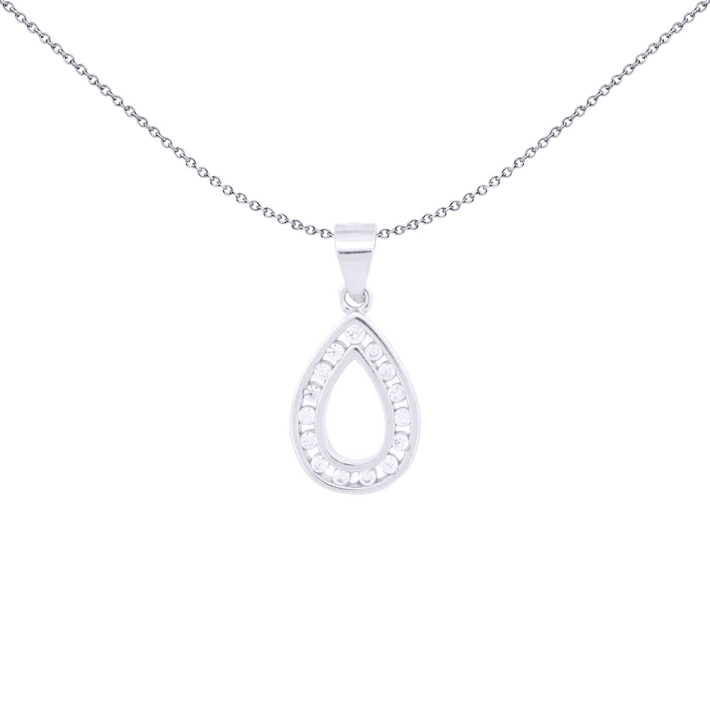 Silver  Round CZ Channel Set Avocado Charm Pendant - APD217