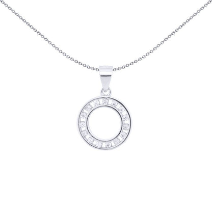 Silver  Round CZ Channel Set Circle of Life Charm Pendant - APD218