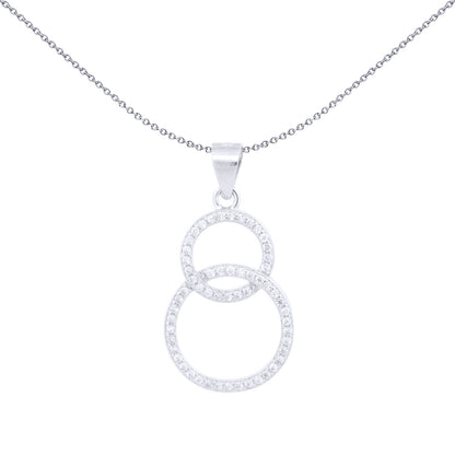 Silver  Round CZ Interlocked Circles of Life Charm Pendant - APD219