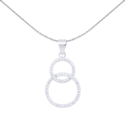 Silver  Round CZ Interlocked Circles of Life Charm Pendant - APD219