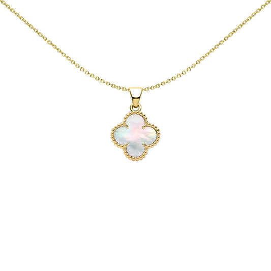 Gold-plated Silver Clover MOP Lucky Clover Charm Pendant - APD230-GP