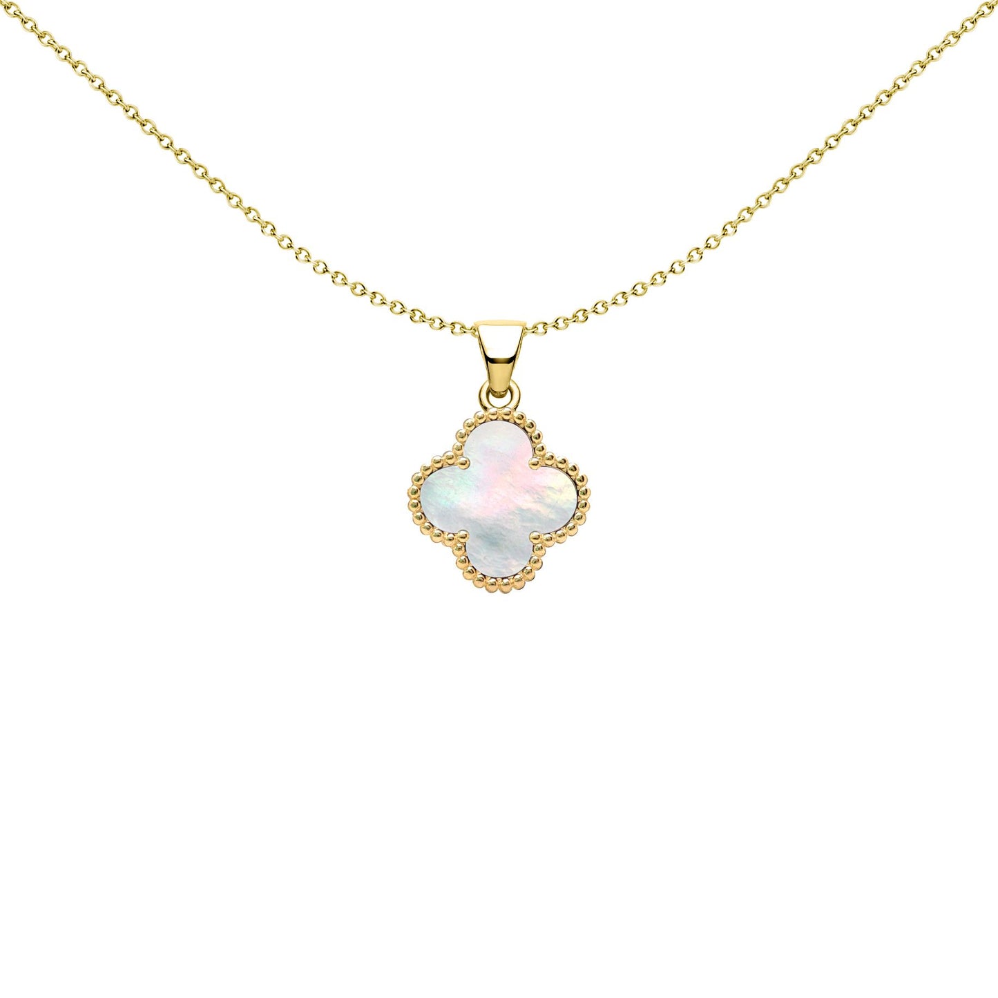 Gold-plated Silver Clover MOP Lucky Clover Charm Pendant - APD230-GP