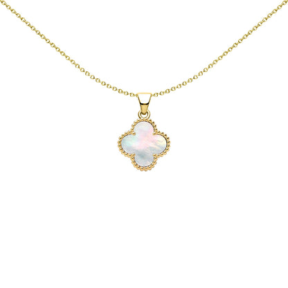 Gold-plated Silver Clover MOP Lucky Clover Charm Pendant - APD230-GP