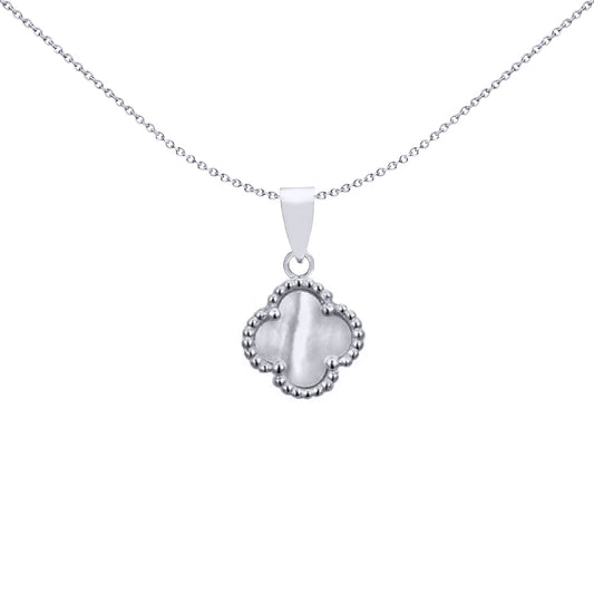 Silver Clover Mother of Pearl Lucky Clover Charm Pendant - APD230