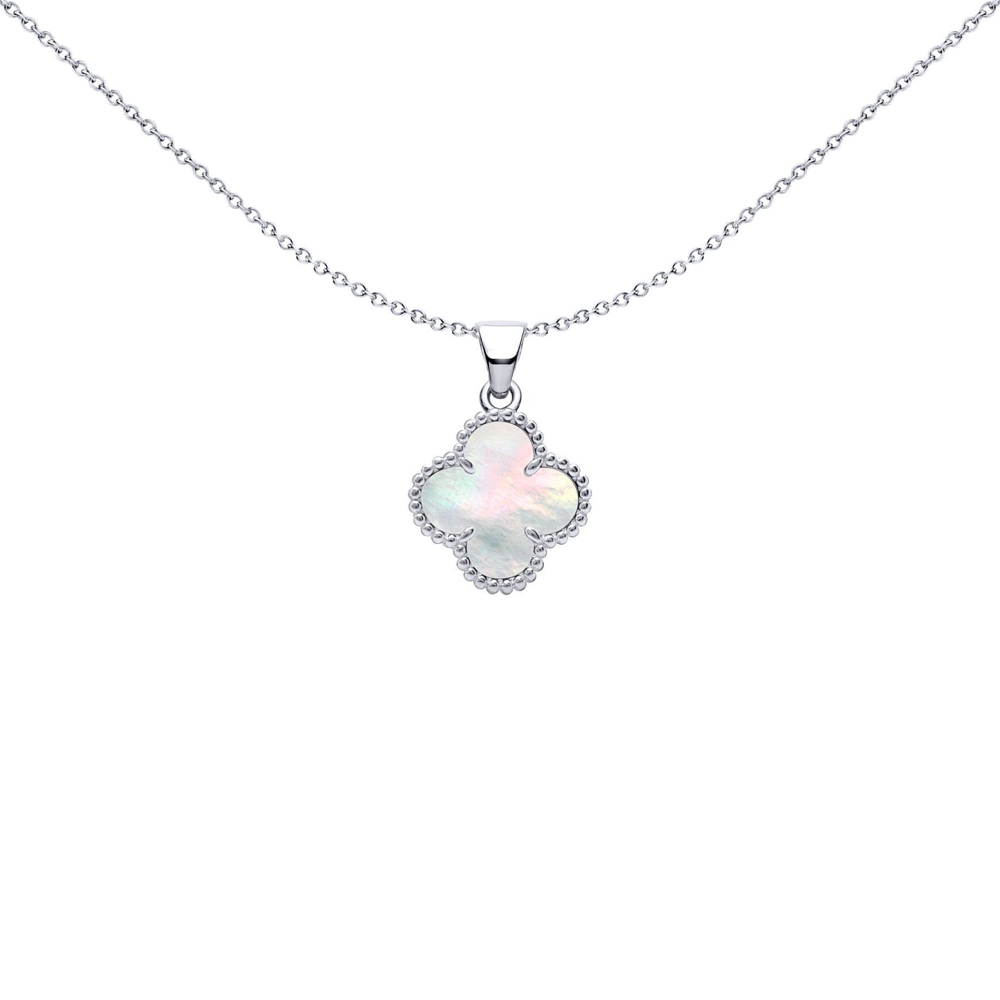 Silver Clover Mother of Pearl Lucky Clover Charm Pendant - APD230