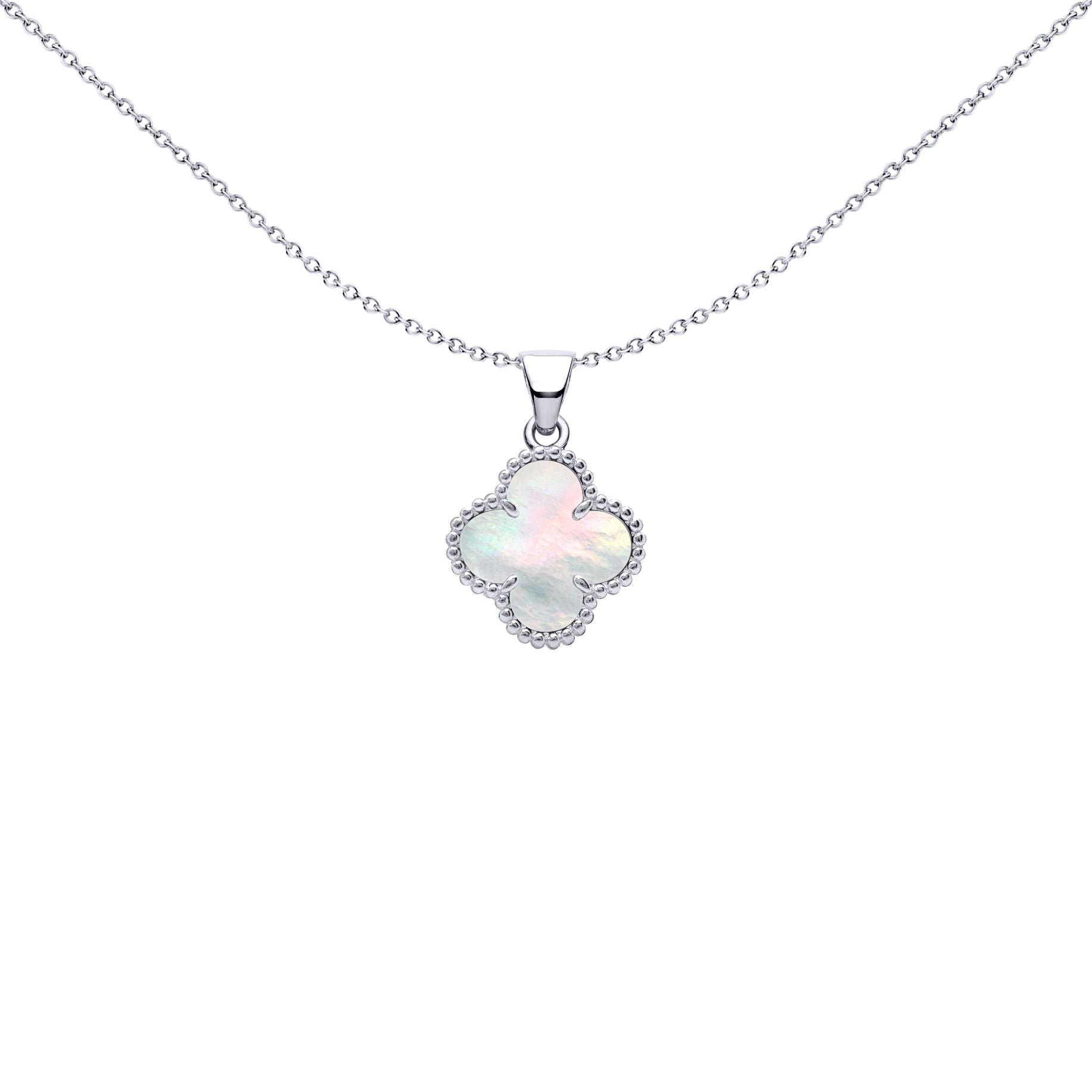 Silver Clover Mother of Pearl Lucky Clover Charm Pendant - APD230