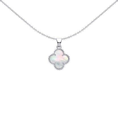 Silver Clover Mother of Pearl Lucky Clover Charm Pendant - APD230