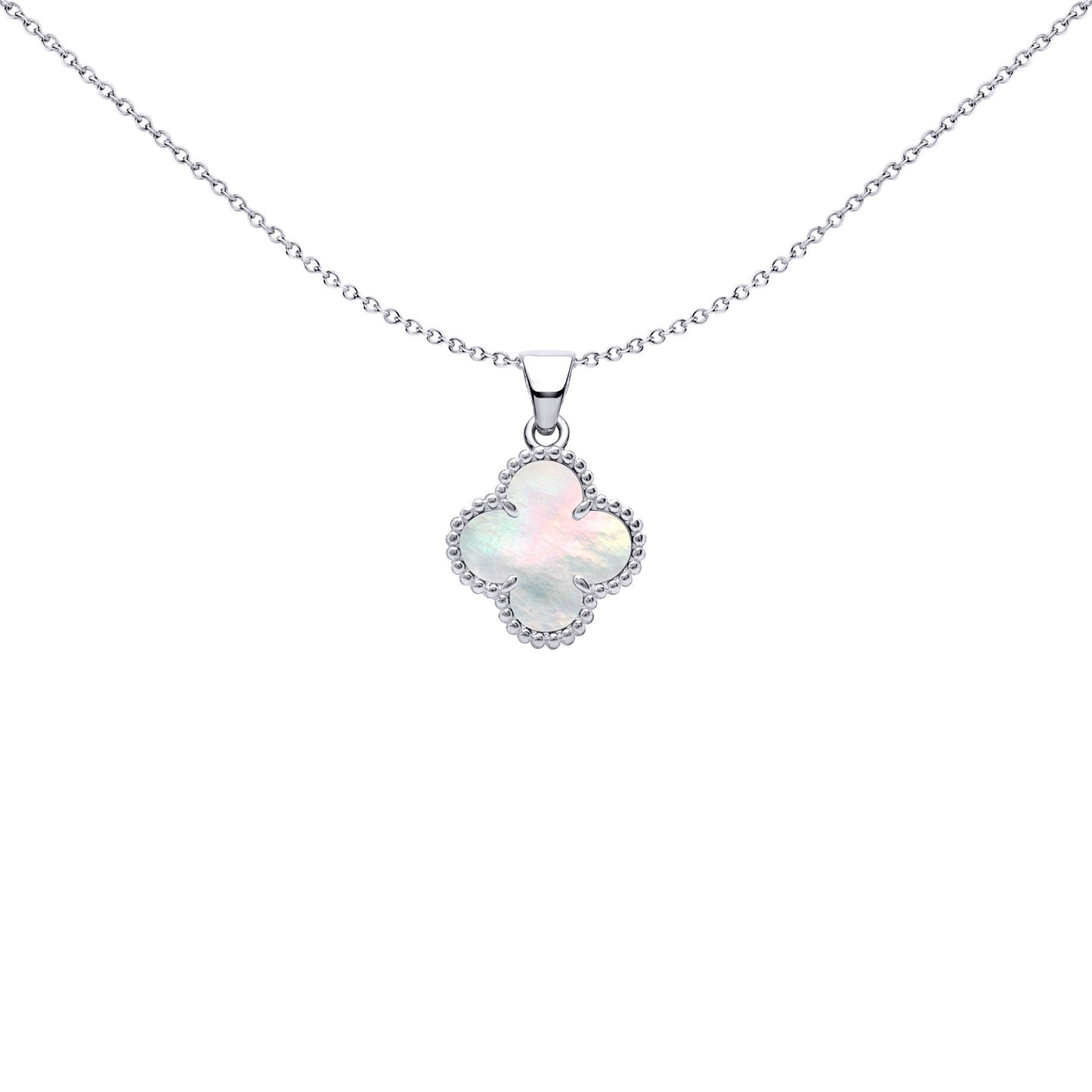 Silver Clover Mother of Pearl Lucky Clover Charm Pendant - APD230