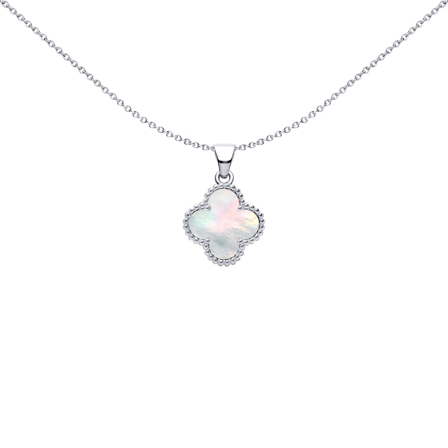 Silver Clover Mother of Pearl Lucky Clover Charm Pendant - APD230