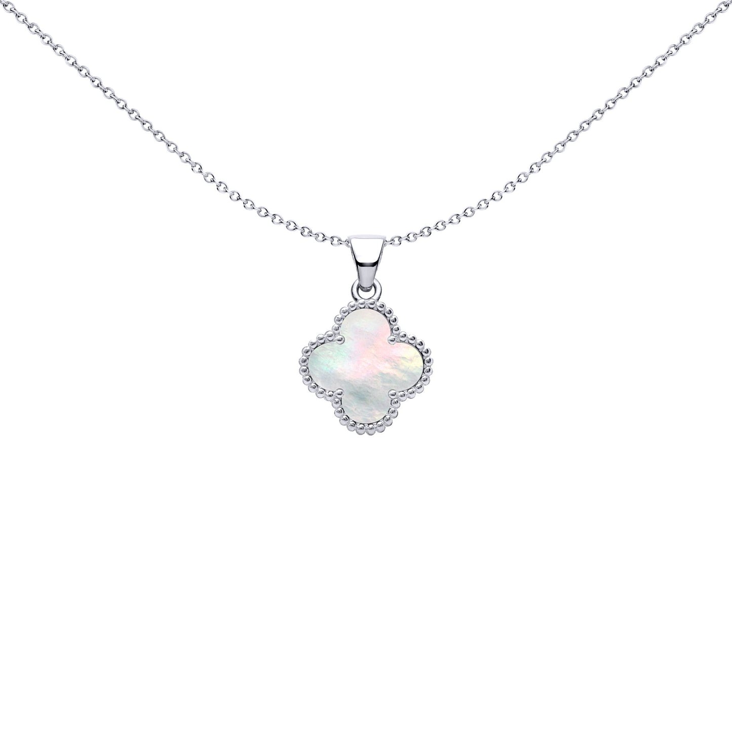 Silver Clover Mother of Pearl Lucky Clover Charm Pendant - APD230