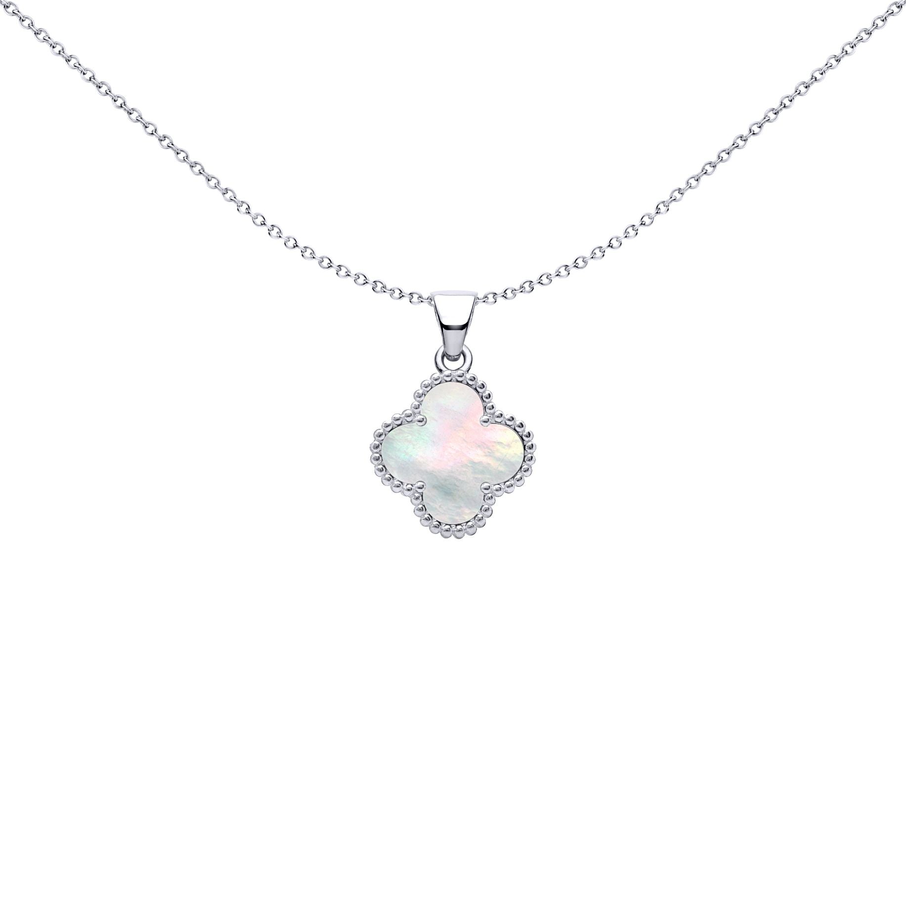 Silver Clover Mother of Pearl Lucky Clover Charm Pendant - APD230