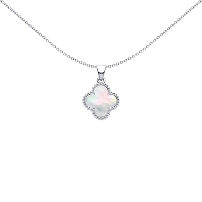 Silver Clover Mother of Pearl Lucky Clover Charm Pendant - APD230