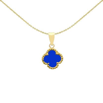 Gold-plated Silver Blue Clover Agate Lucky Clover Charm Pendant - APD231-GP