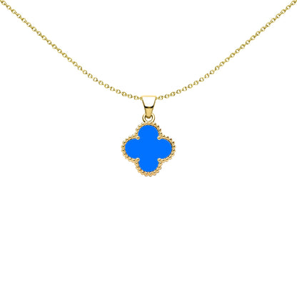 Gold-plated Silver Blue Clover Agate Lucky Clover Charm Pendant - APD231-GP