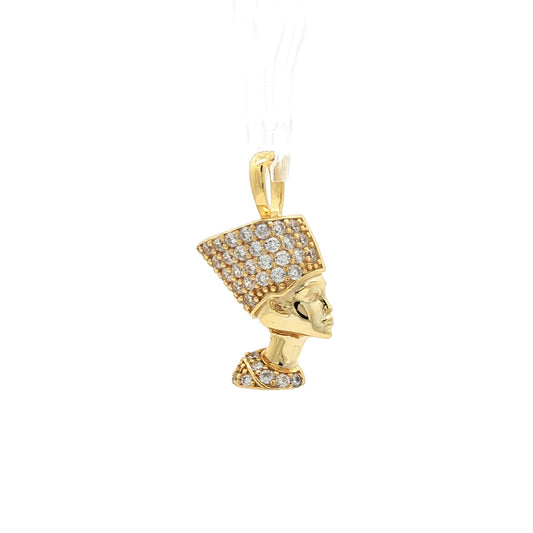 14k Gold-plated Silver  CZ Egyptian Queen Nefertiti Queen Pendant - APD238-GP