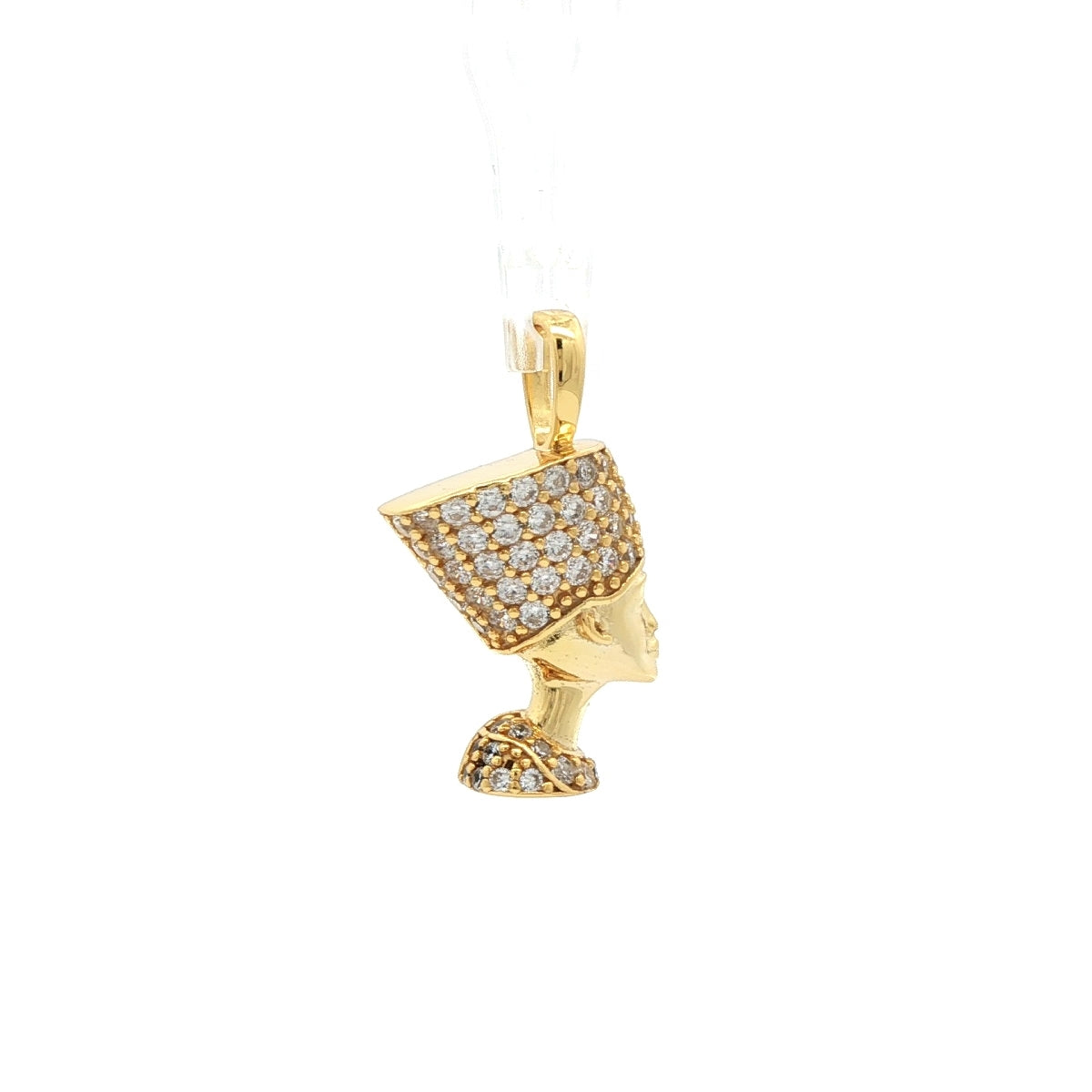 14k Gold-plated Silver  CZ Egyptian Queen Nefertiti Queen Pendant - APD238-GP