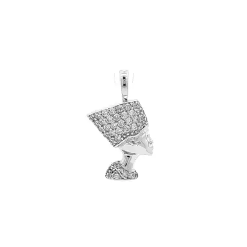 Silver  CZ Pave Egyptian Queen Nefertiti Charm Pendant - APD238