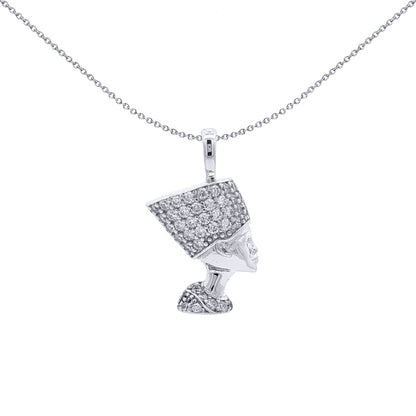 Silver  CZ Pave Egyptian Queen Nefertiti Charm Pendant - APD238