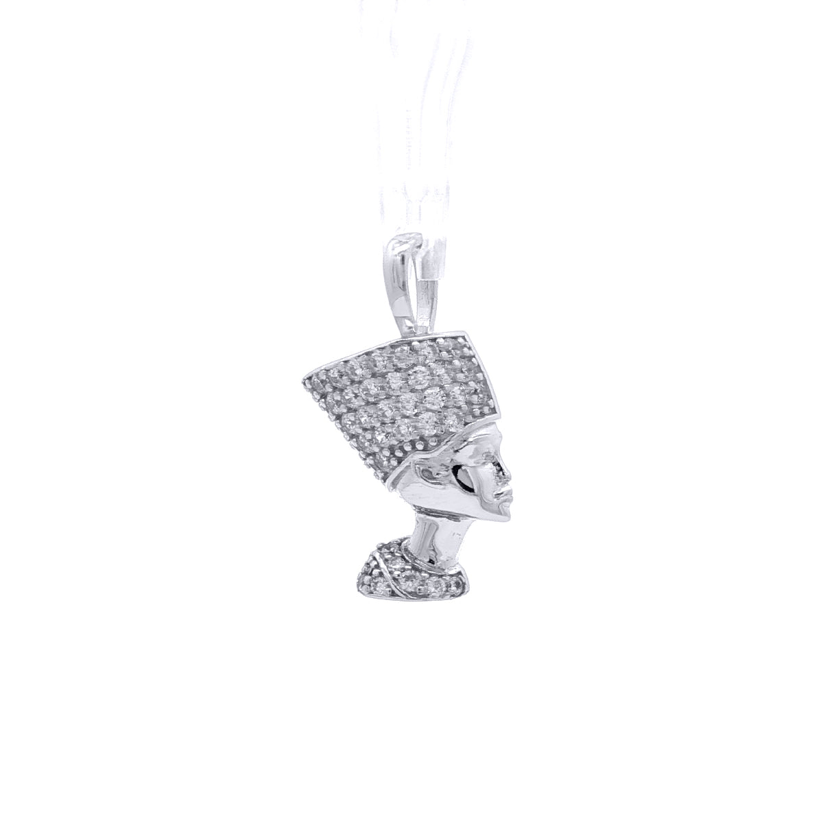 Silver  CZ Pave Egyptian Queen Nefertiti Charm Pendant - APD238