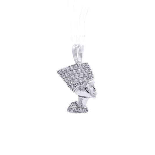 Silver  CZ Pave Egyptian Queen Nefertiti Charm Pendant - APD238