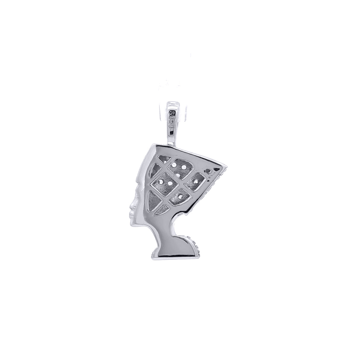 Silver  CZ Pave Egyptian Queen Nefertiti Charm Pendant - APD238