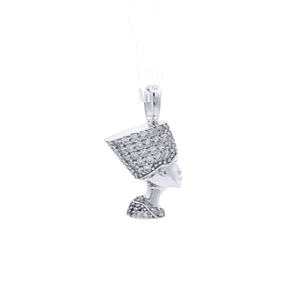 Silver  CZ Pave Egyptian Queen Nefertiti Charm Pendant - APD238