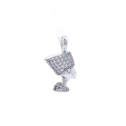 Silver  CZ Pave Egyptian Queen Nefertiti Charm Pendant - APD238