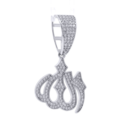 Silver  CZ Iced Out Calligraphy Allah Necklace Pendant - APD239