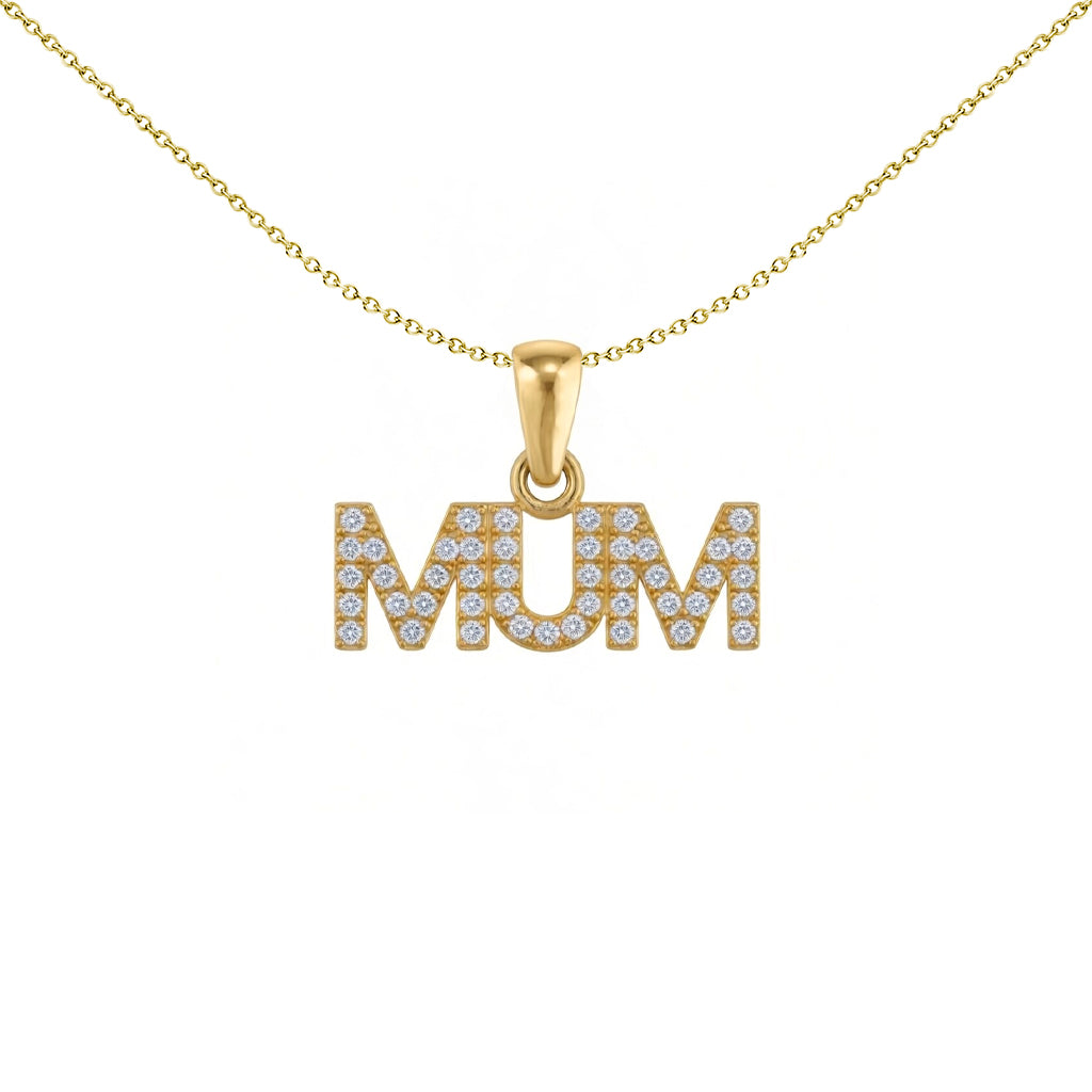 Gold-plated Silver  CZ MUM Pave Nameplate Pendant - APD241-GP