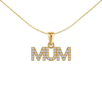 Gold-plated Silver  CZ MUM Pave Nameplate Pendant - APD241-GP