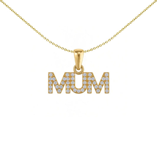 Gold-plated Silver  CZ MUM Pave Nameplate Pendant - APD241-GP