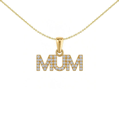 Gold-plated Silver  CZ MUM Pave Nameplate Pendant - APD241-GP