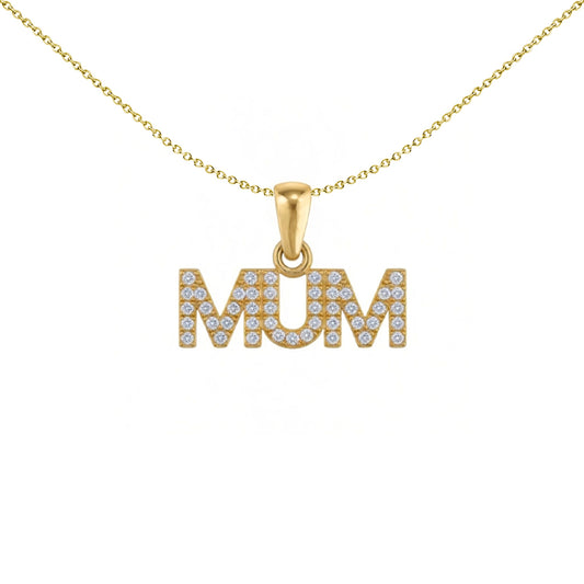 Gold-plated Silver  CZ MUM Pave Nameplate Pendant - APD241-GP