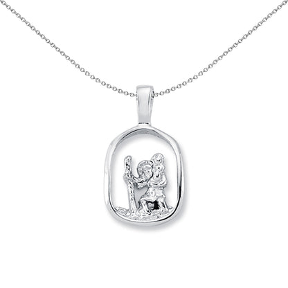 Sterling Silver  St Christopher Medallion Necklace 21mm 18" - APM009