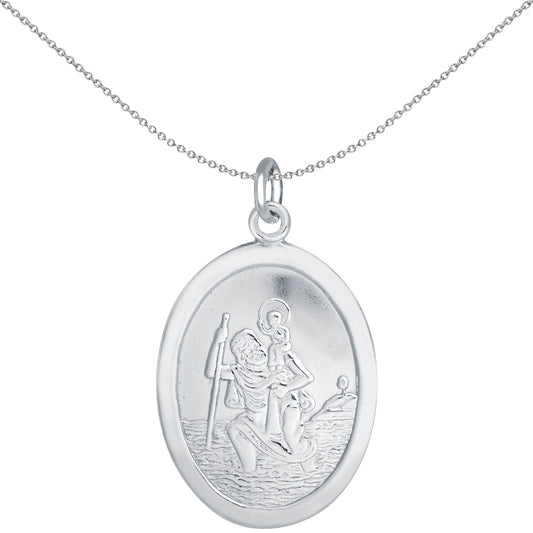 Sterling Silver  Oval St Christopher Medallion Pendant - APM011